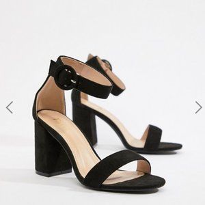 Black Block Heeled Sandals (Wide Fit)